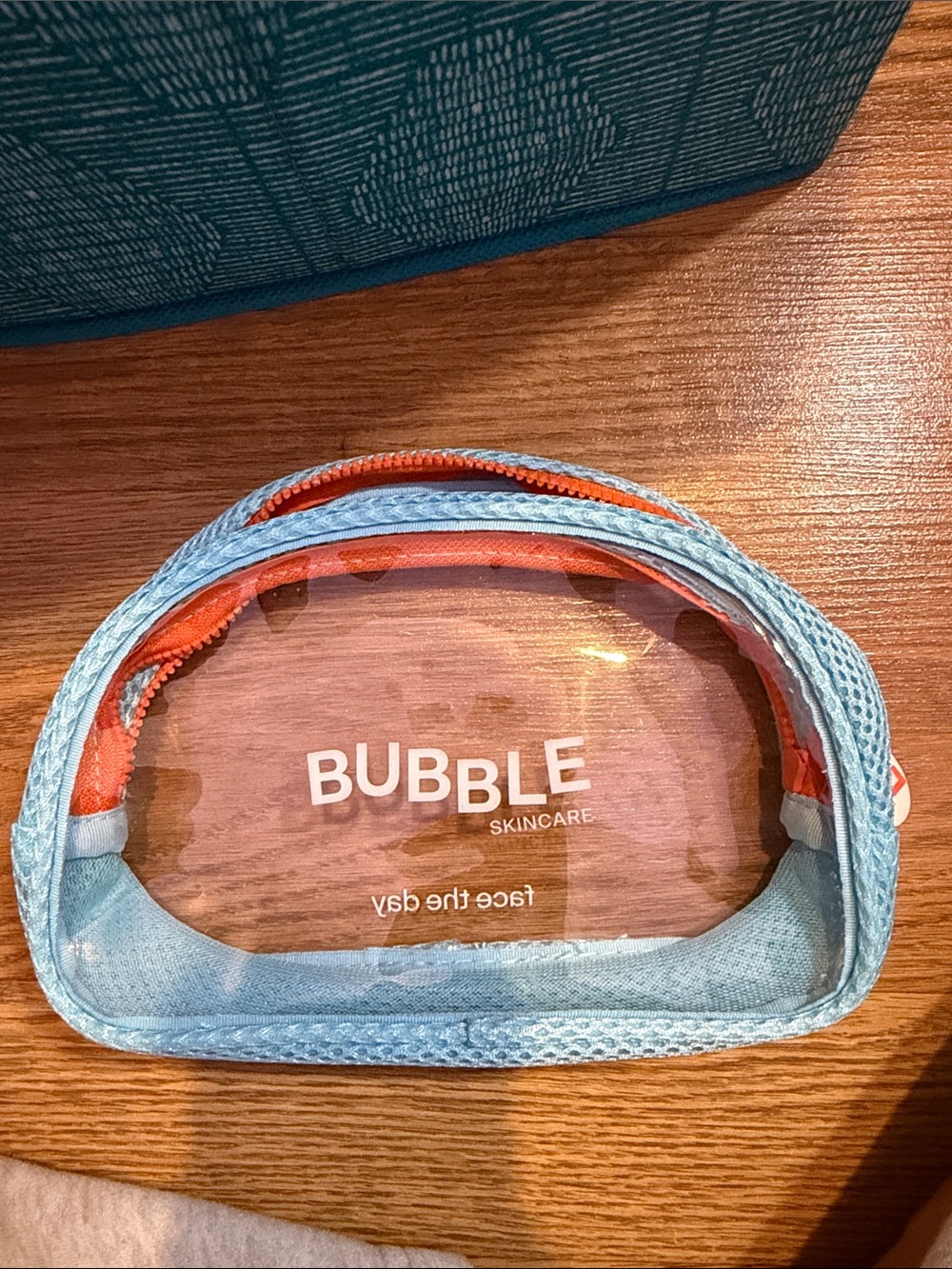 Bubble Skincare Clear Cosmetic Bag in Light Blue